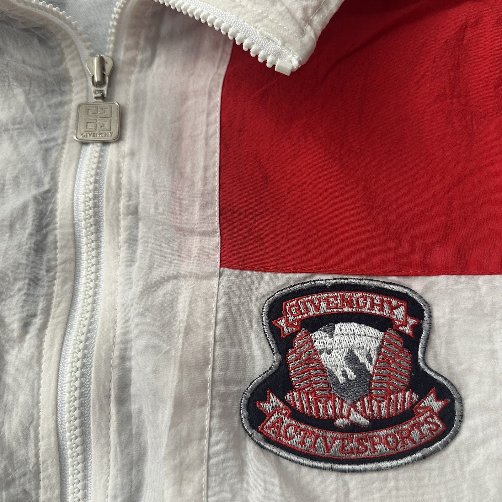 VTG 80s GIVENCHY ACTIVES PORTS RED WHITE BLUE WINDBREAKER TRACK JACKET ZIP XL Yesterday's Fits Clothing Fashion Vintage Streetwear Fashion Item