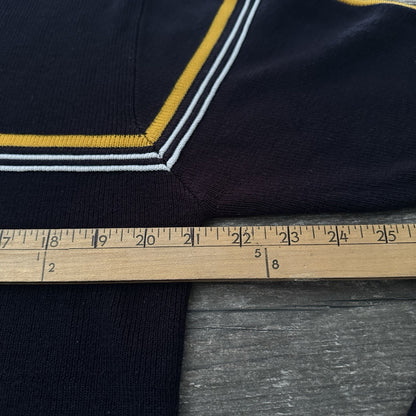 Y2K POINT ZERO BLUE YELLOW PIPES ACRYLIC SWEATER SWEATSHIRT SZ L SURF SKATE Yesterday's Fits Clothing Fashion Vintage Streetwear Fashion Item