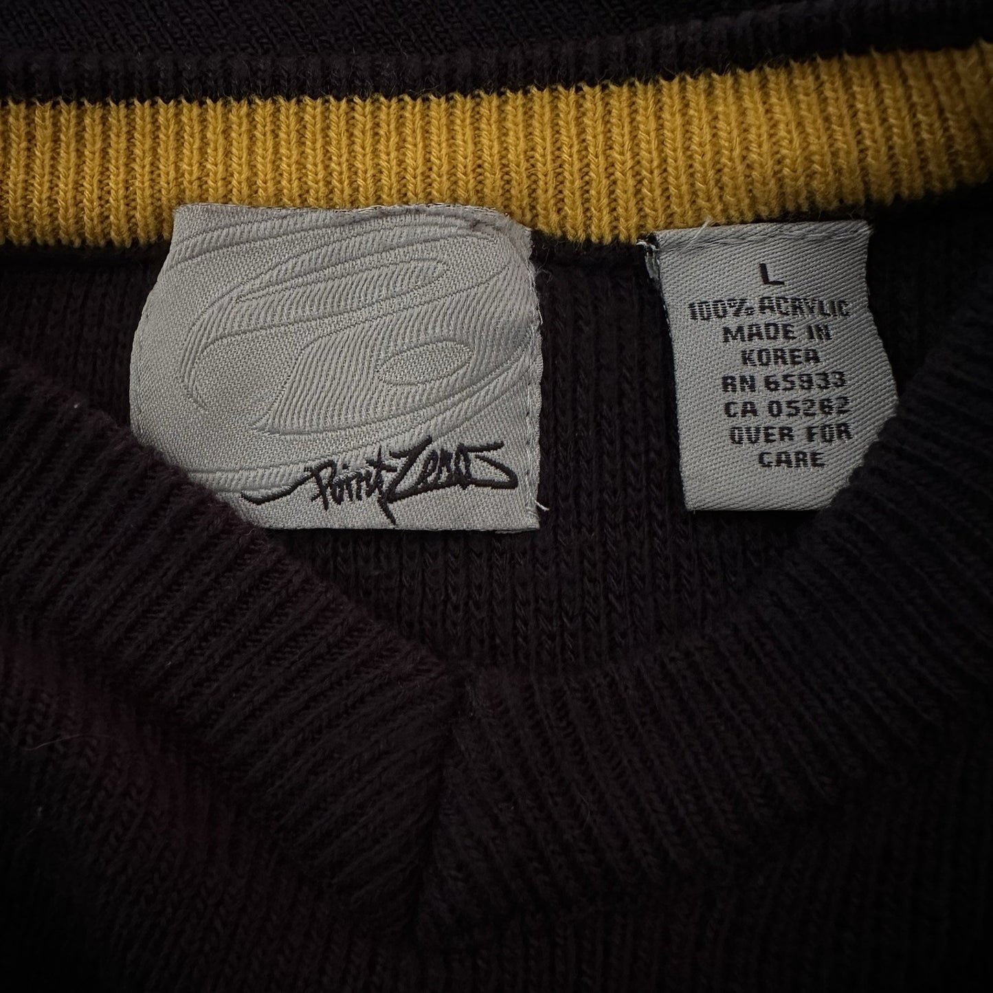 Y2K POINT ZERO BLUE YELLOW PIPES ACRYLIC SWEATER SWEATSHIRT SZ L SURF SKATE Yesterday's Fits Clothing Fashion Vintage Streetwear Fashion Item