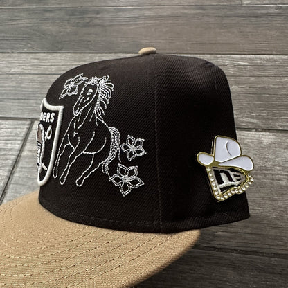 NEW ERA LAS VEGAS RAIDERS FITTED 7 5/8 FOOTBALL BLACK TAN HORSE COWBOY HAT PIN Yesterday's Fits Clothing Fashion Vintage Streetwear Fashion Item