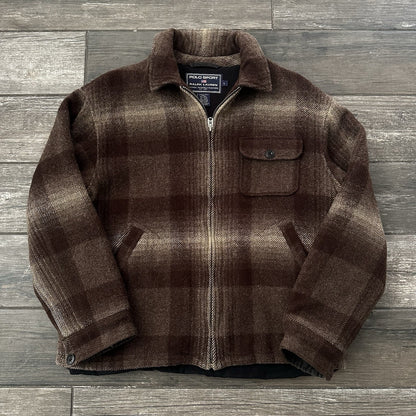 VTG POLO SPORT SPORTSMAN RALPH LAUREN PLAID WOOL BROWN COAT JACKET SHADOW SZ L Yesterday's Fits Clothing Fashion Vintage Streetwear Fashion Item