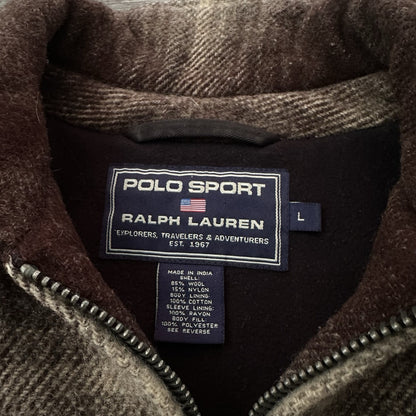 VTG POLO SPORT SPORTSMAN RALPH LAUREN PLAID WOOL BROWN COAT JACKET SHADOW SZ L Yesterday's Fits Clothing Fashion Vintage Streetwear Fashion Item