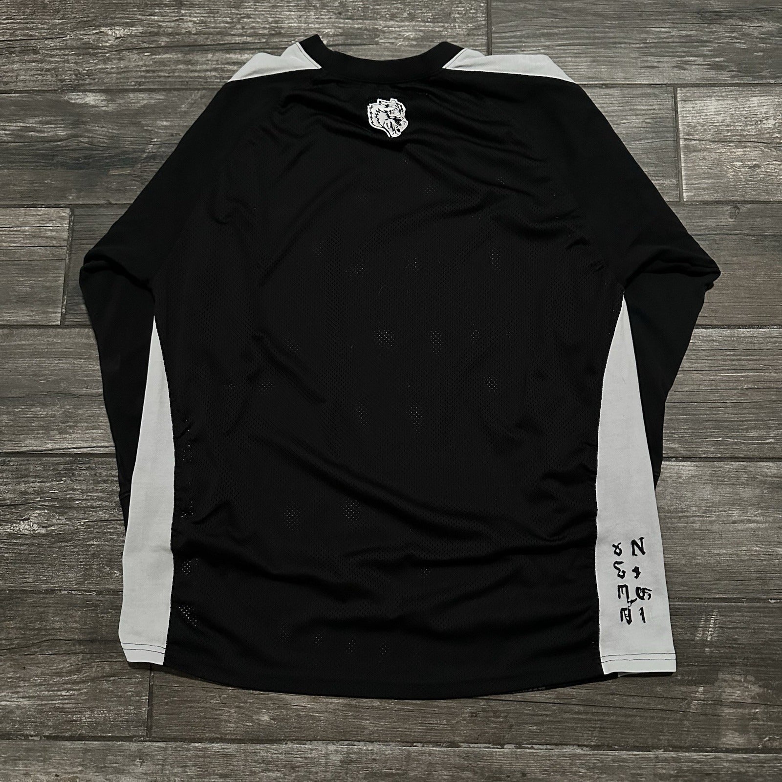 DARC SPORT WOLVES LONG SLEEVE CORAZON MESH JERSEY BLACK GRUNGE WHITE SZ L Yesterday's Fits Clothing Fashion Vintage Streetwear Fashion Item