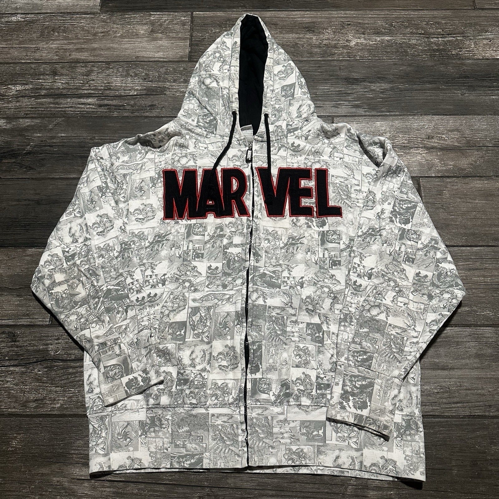 Y2K MARVEL UNIVERSAL STUDIOS AOP ALL OVER PRINT HOODIE ZIP UP SWEATSHIRT SZ L Yesterday's Fits Clothing Fashion Vintage Streetwear Fashion Item