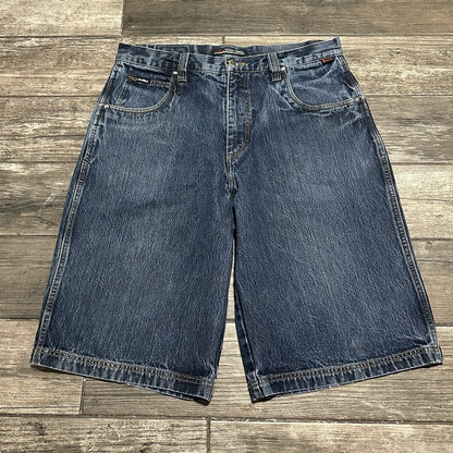 VTG Y2K FUBU COLLECTION BLUE DENIM BAGGY JEAN SHORTS JORTS WIDE LEG SZ 38 Yesterday's Fits Clothing Fashion Vintage Streetwear Fashion Item
