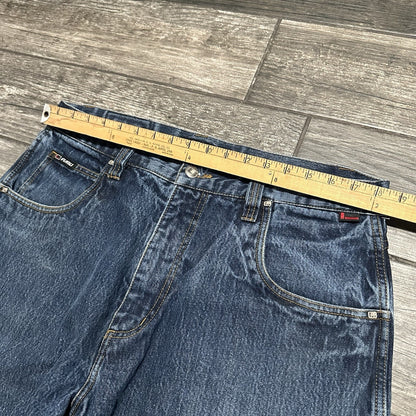 VTG Y2K FUBU COLLECTION BLUE DENIM BAGGY JEAN SHORTS JORTS WIDE LEG SZ 38 Yesterday's Fits Clothing Fashion Vintage Streetwear Fashion Item