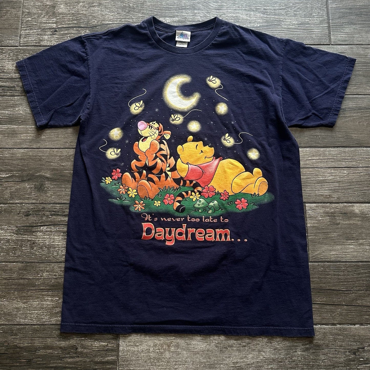 VTG DISNEY WINNIE THE POOH TIGGER BLUE NEVER TOO LATE TO DAYDREAM SHIRT XL LONG Yesterday's Fits Clothing Fashion Vintage Streetwear Fashion Item