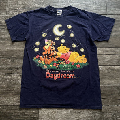 VTG DISNEY WINNIE THE POOH TIGGER BLUE NEVER TOO LATE TO DAYDREAM SHIRT XL LONG Yesterday's Fits Clothing Fashion Vintage Streetwear Fashion Item