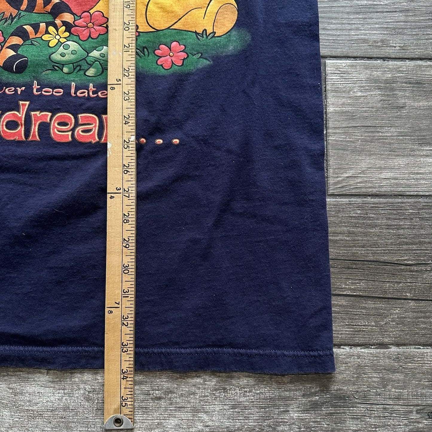 VTG DISNEY WINNIE THE POOH TIGGER BLUE NEVER TOO LATE TO DAYDREAM SHIRT XL LONG Yesterday's Fits Clothing Fashion Vintage Streetwear Fashion Item