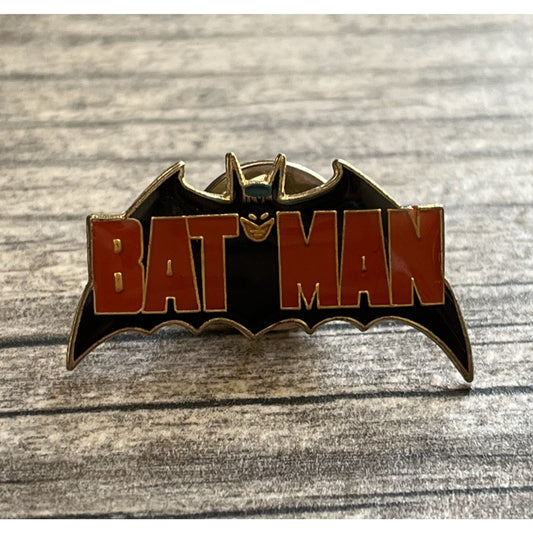 VTG 80s BATMAN LOGO ENAMEL PIN TV CARTOON SUPERHERO PROMO BAT MAN Yesterday's Fits Clothing Fashion Vintage Streetwear Fashion Item