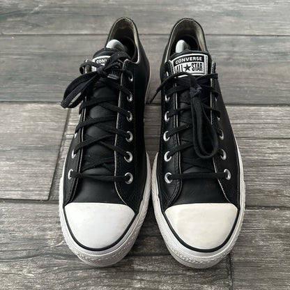 CONVERSE CHUCK TAYLOR ALL STAR LEATHER PLATFORM BLACK WHITE SNEAKERS WMNS 10.5