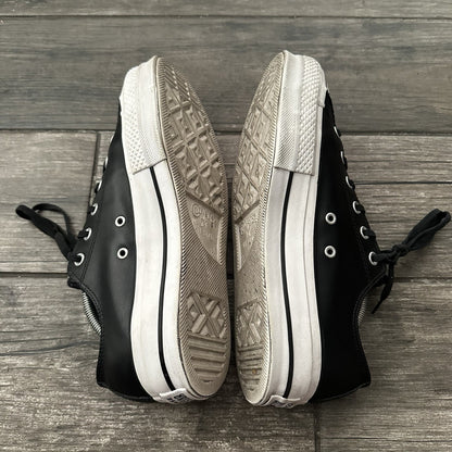 CONVERSE CHUCK TAYLOR ALL STAR LEATHER PLATFORM BLACK WHITE SNEAKERS WMNS 10.5