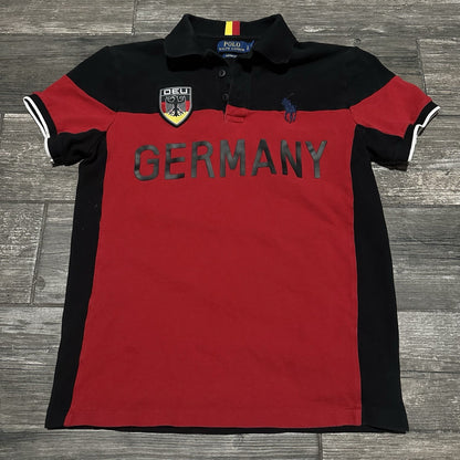 POLO RALPH LAUREN GERMANY BIG PONY RED BLACK SHIRT COLLARD SHIRT SZ S Yesterday's Fits Clothing Fashion Vintage Streetwear Fashion Item