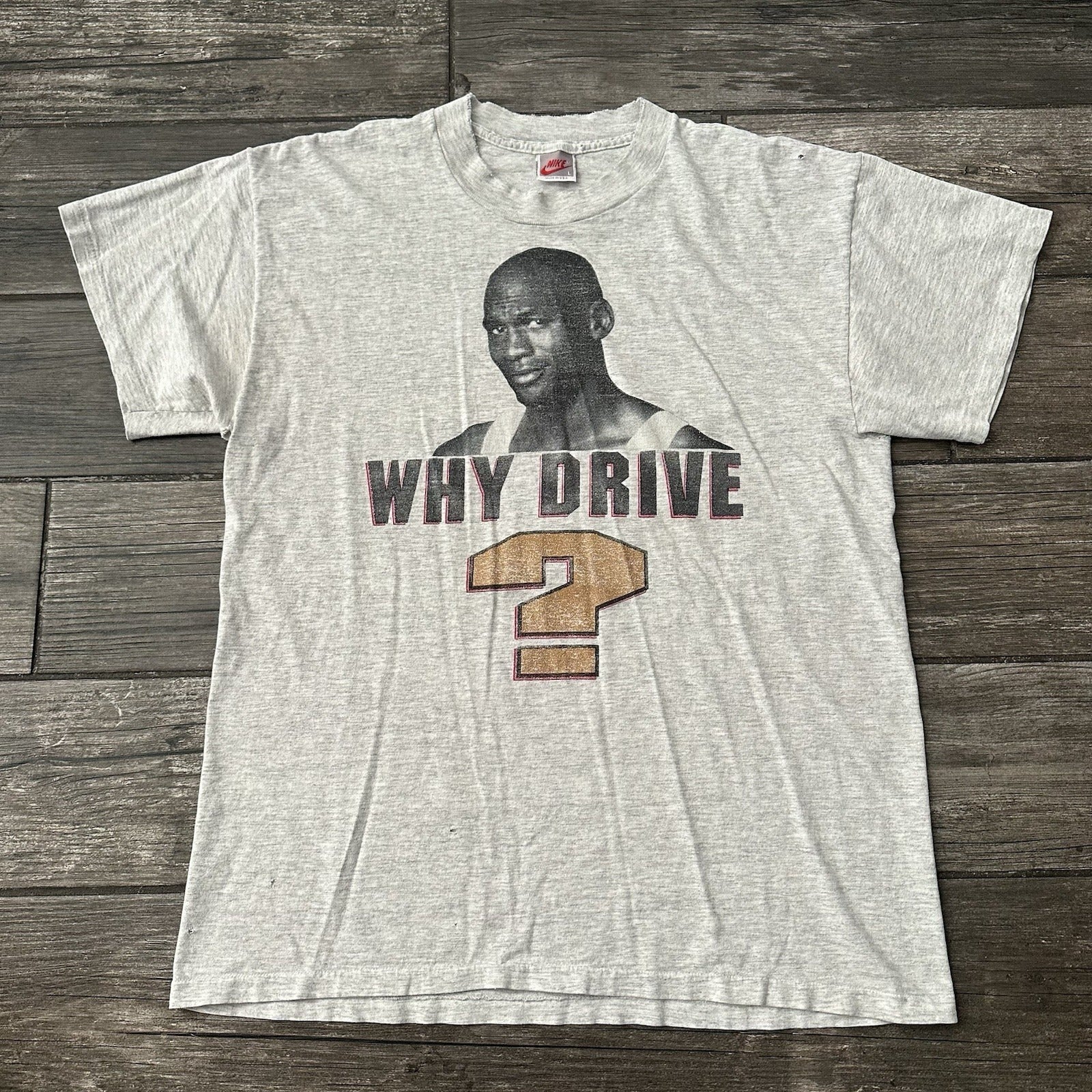 VTG NIKE MICHAEL JORDAN WHY DRIVE WHEN YOU CAN FLY BASKETBALL T-SHIRT SZ L Yesterday's Fits Clothing Fashion Vintage Streetwear Fashion Item