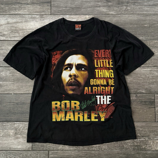 Y2K BOB MARLEY BLACK T-SHIRT HOT EAGLE THREE LITTLE BIRDS LYRICS SZ L RAP TEE Yesterday's Fits Clothing Fashion Vintage Streetwear Fashion Item