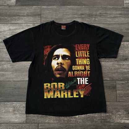 Y2K BOB MARLEY BLACK T-SHIRT HOT EAGLE THREE LITTLE BIRDS LYRICS SZ L RAP TEE Yesterday's Fits Clothing Fashion Vintage Streetwear Fashion Item