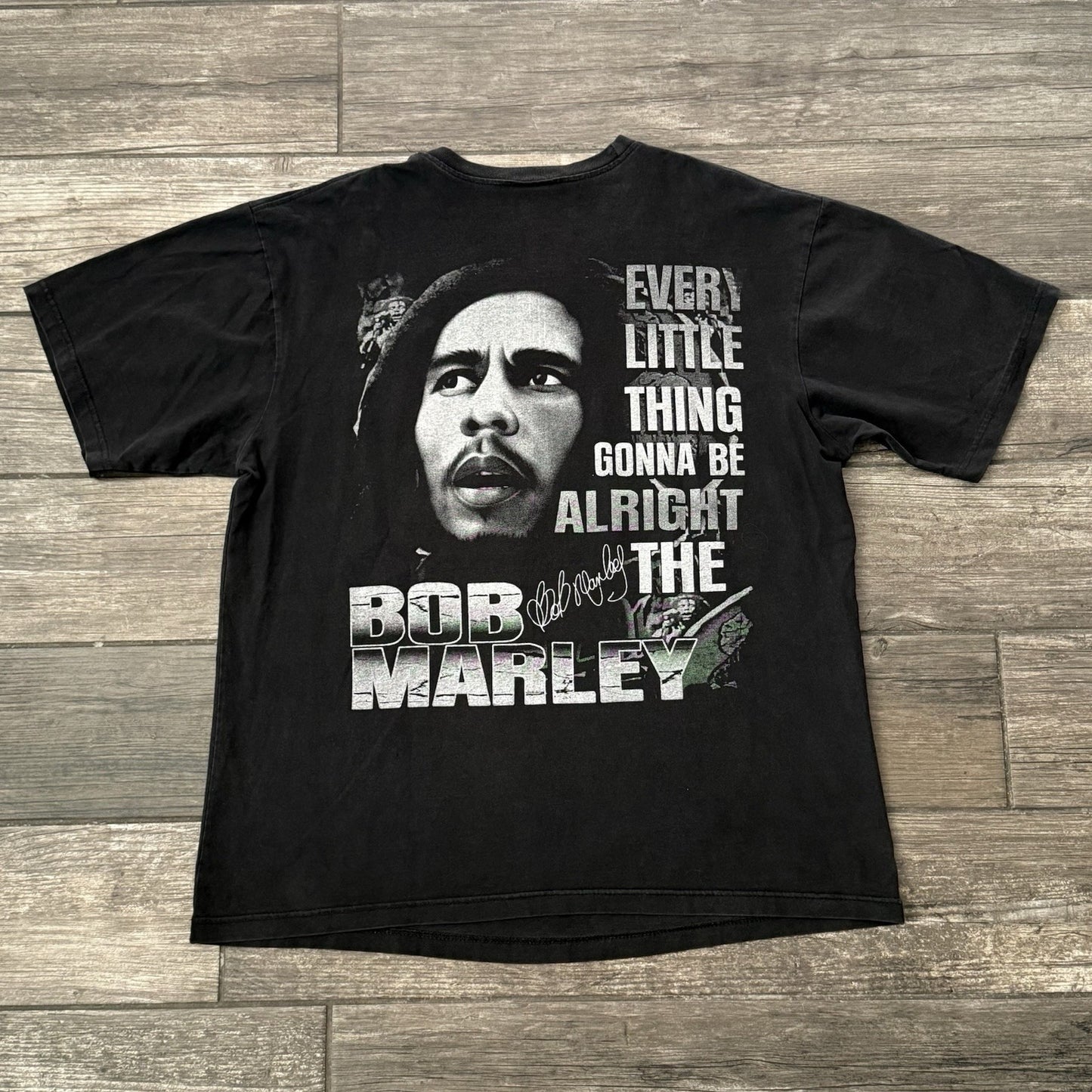 Y2K BOB MARLEY BLACK T-SHIRT HOT EAGLE THREE LITTLE BIRDS LYRICS SZ L RAP TEE Yesterday's Fits Clothing Fashion Vintage Streetwear Fashion Item