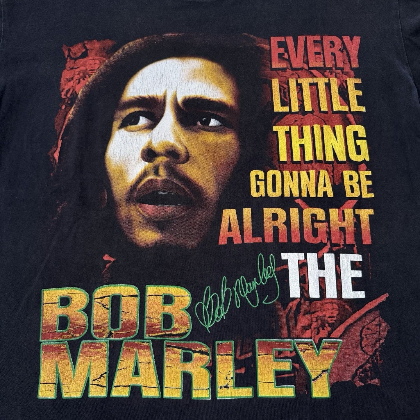 Y2K BOB MARLEY BLACK T-SHIRT HOT EAGLE THREE LITTLE BIRDS LYRICS SZ L RAP TEE Yesterday's Fits Clothing Fashion Vintage Streetwear Fashion Item