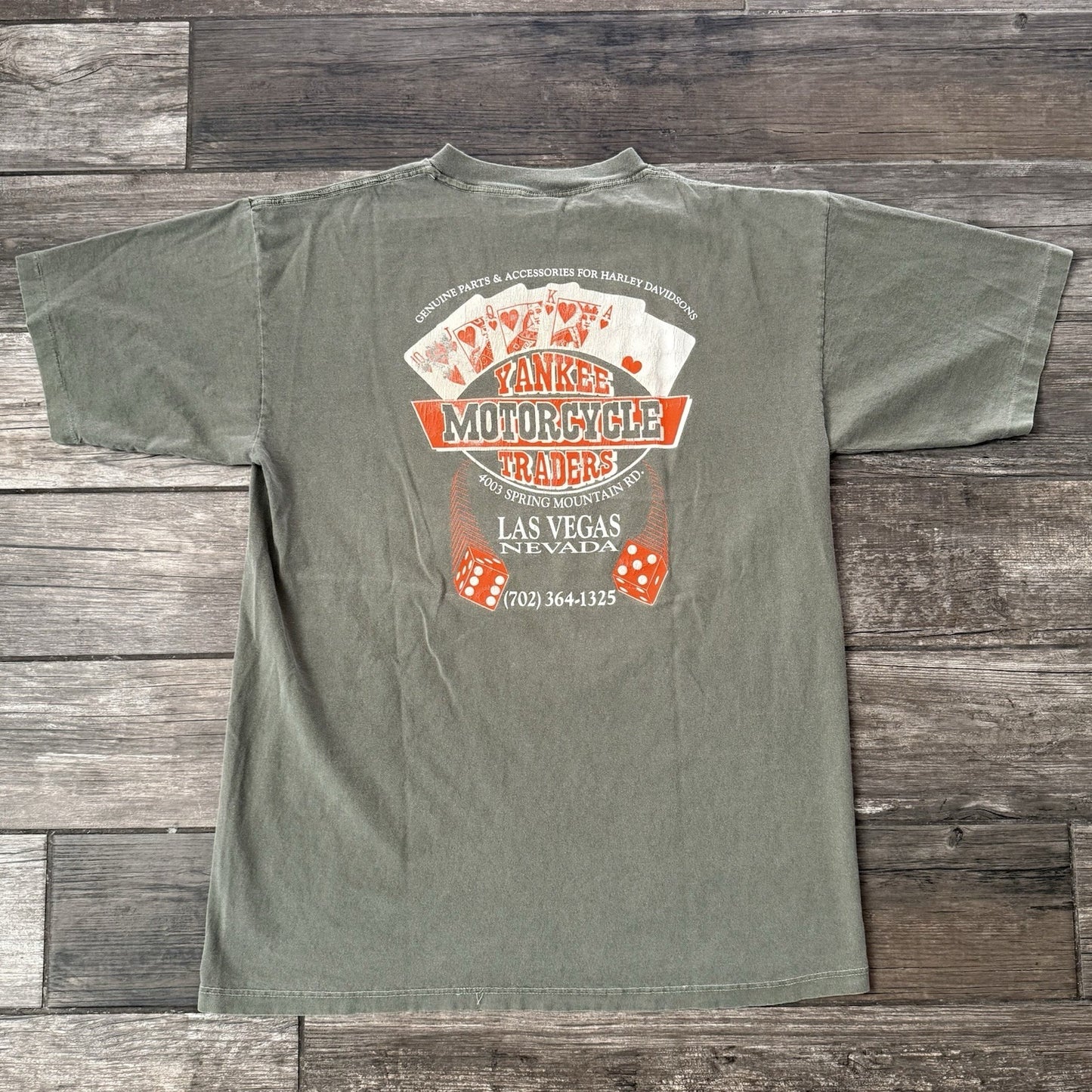 VTG 90'S HARLEY-DAVIDSON MOTORCYCLES SPIRIT LAS VEGAS GREEN FADED T-SHIRT SZ L Yesterday's Fits Clothing Fashion Vintage Streetwear Fashion Item