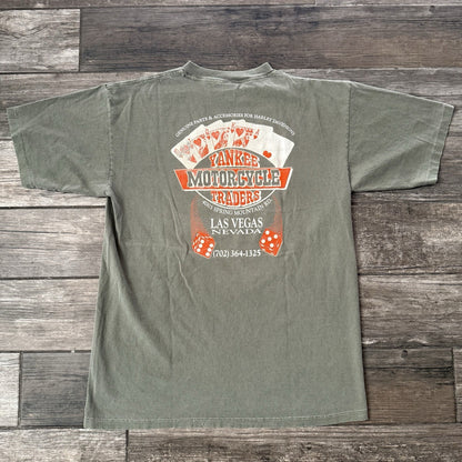 VTG 90'S HARLEY-DAVIDSON MOTORCYCLES SPIRIT LAS VEGAS GREEN FADED T-SHIRT SZ L Yesterday's Fits Clothing Fashion Vintage Streetwear Fashion Item